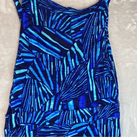 Rafaella Woman’s XL Maxi Dress Blue, Green & Black Tropical Print High Low - Picture 5 of 9